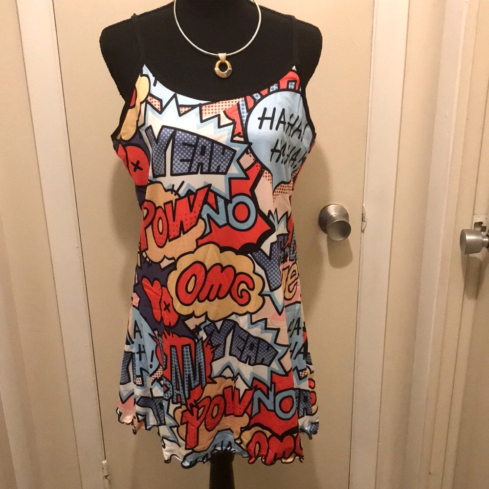 D) Ladies Beautiful Large Cartoon Spaghetti Strap Sleep Dress.